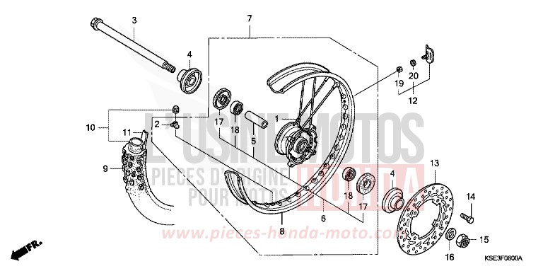 FRONT WHEEL for CRF150R "Big wheels" NOIR (NH1) from 2009